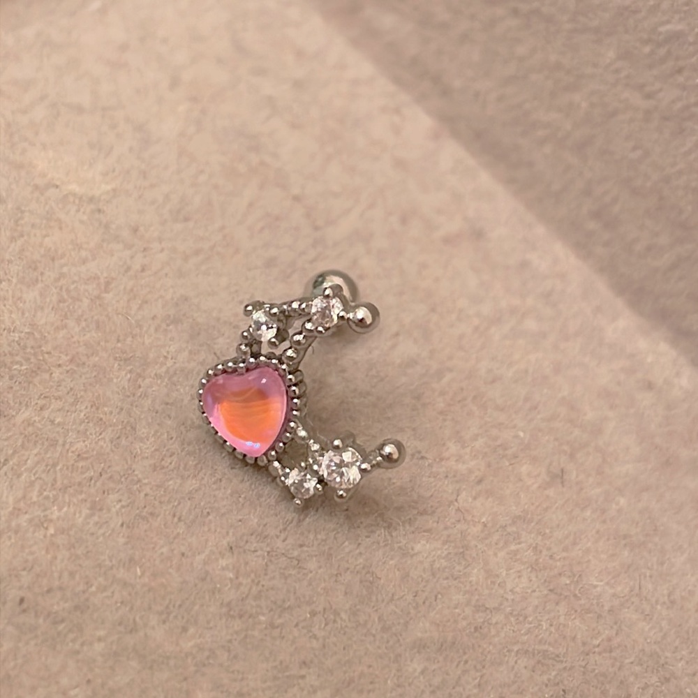 BRAND NEW CUTE MOON HEART ❤️  Stainless Steel Stud Earring Body Piercing Barbell